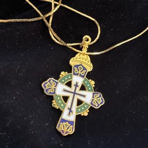 Enamel cross and chain